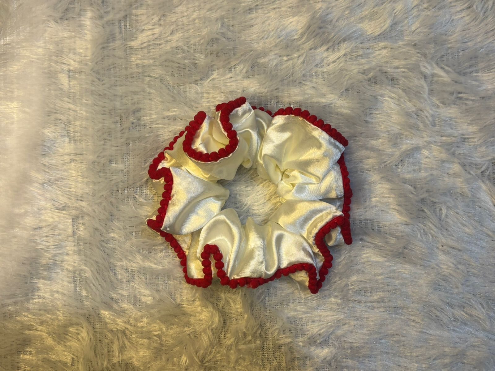 Cherry Snow Satin Scrunchie