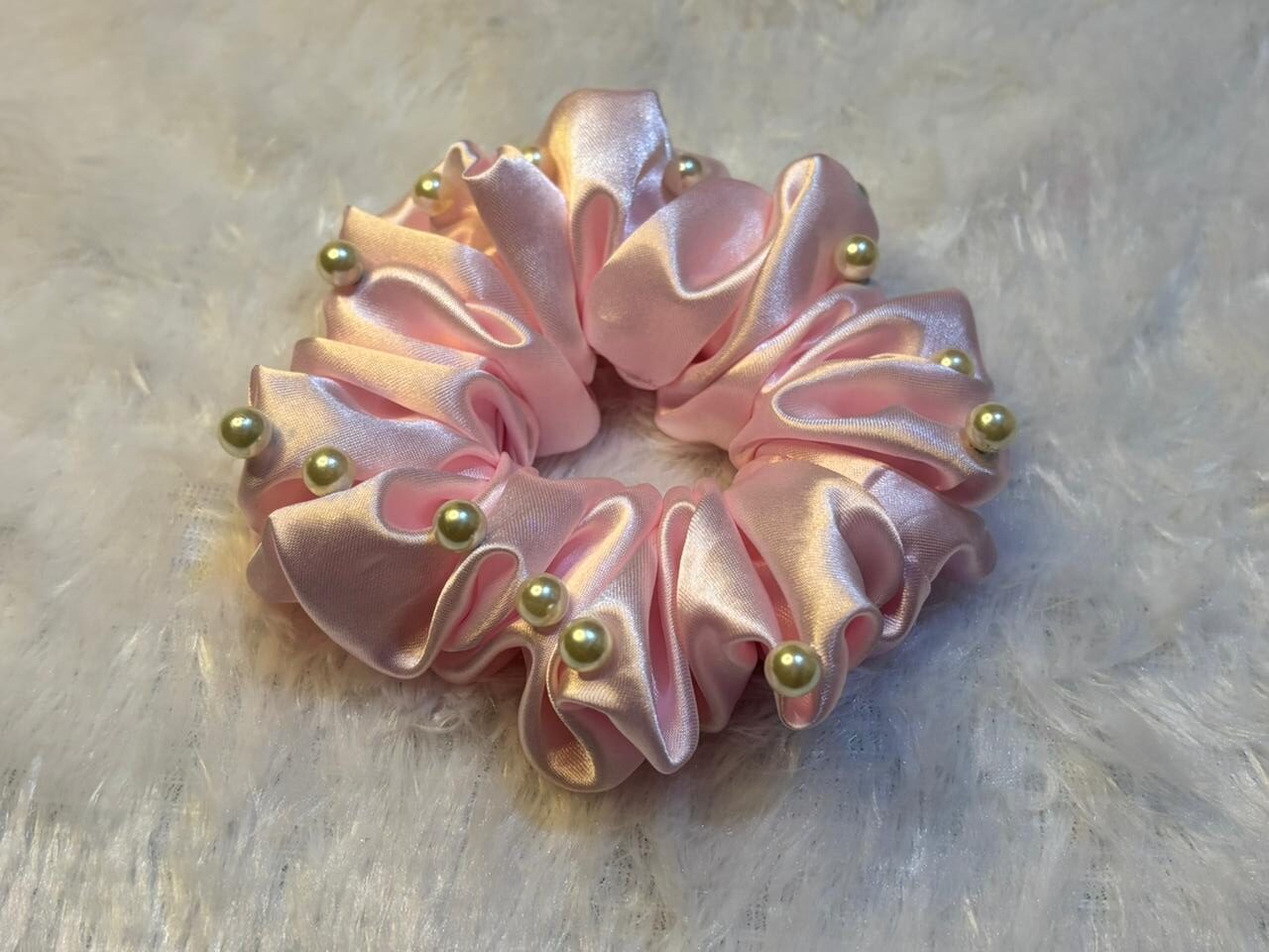 Pinkvelle Pearl Satin Scrunchie - Image 2