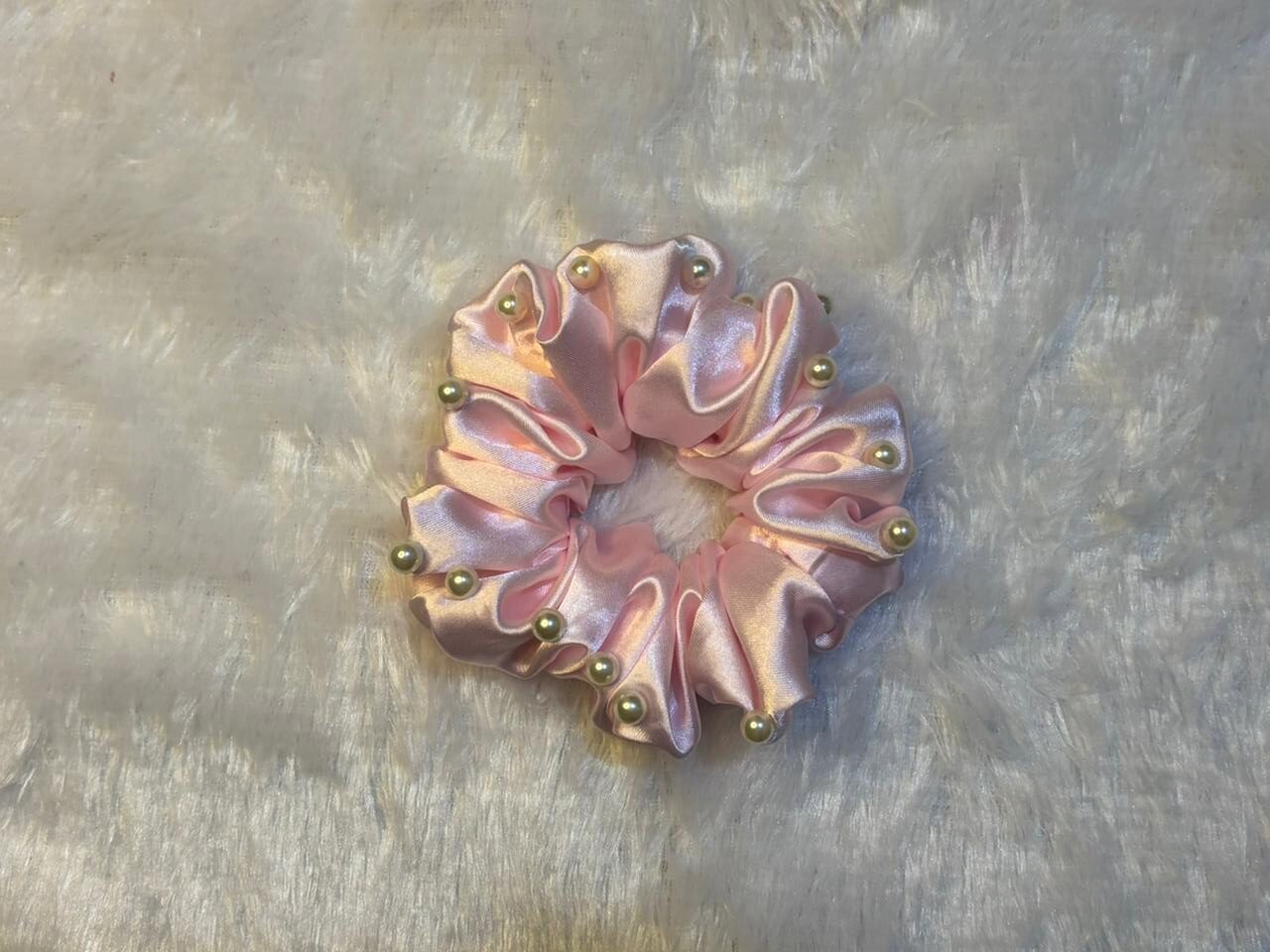 Pinkvelle Pearl Satin Scrunchie